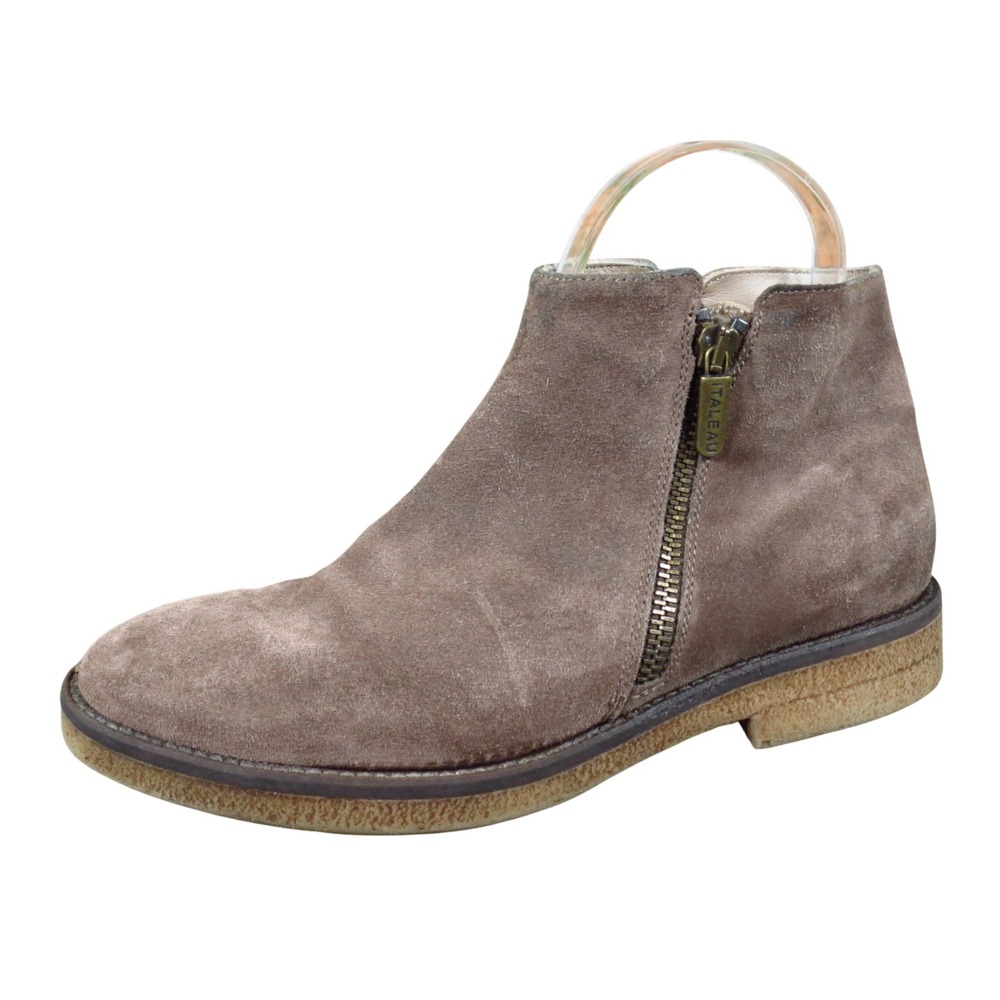 Italeau Foliana Women Waterproof Bootie 37 All-Weather Taupe Suede Zip Boot